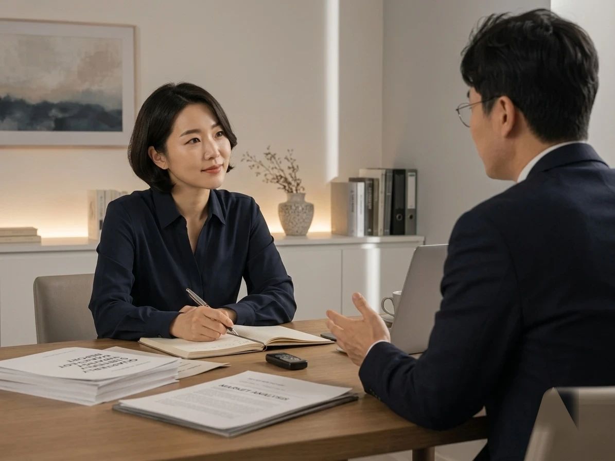 작가와 고객이 인터뷰를 진행하는 모습